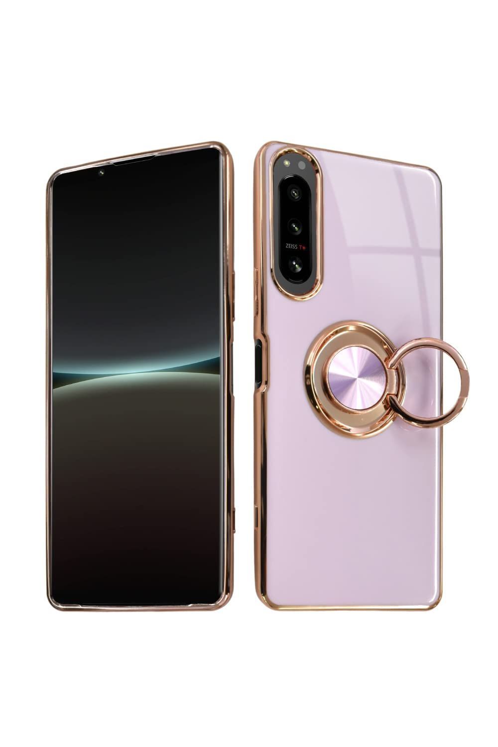 【人気商品】シズカウィル(shizukawill) Xperia 5 iv docomo SO-54C au SOG09 softbank XQ-CQ44 スマホケース スマホリング グリッティア リング付きケース 1個入り ラベンダー