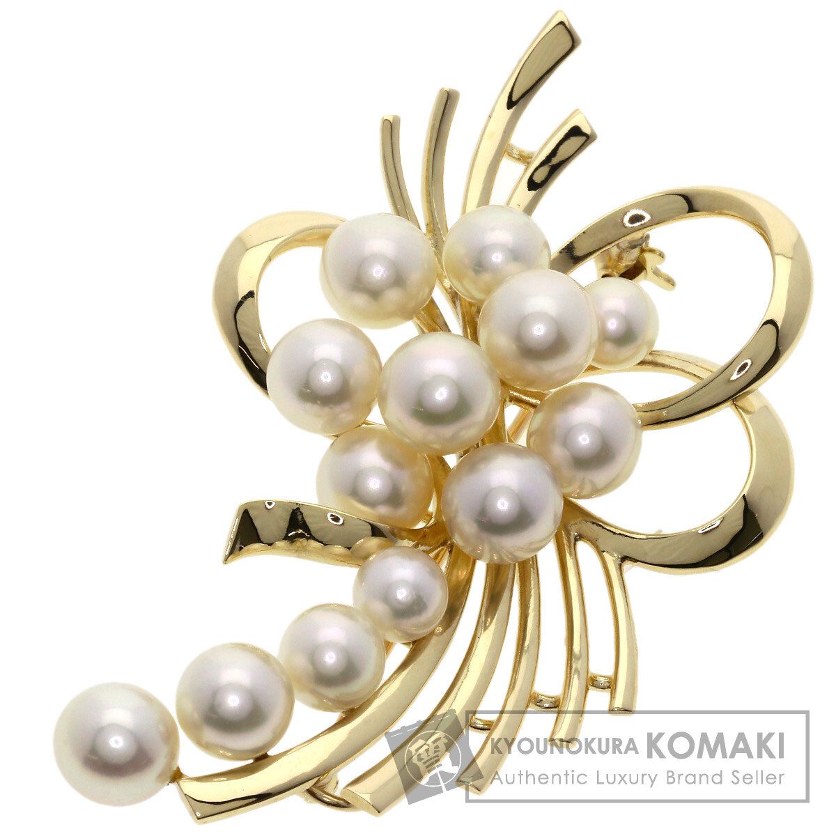 MIKIMOTO ミキモト パール 真珠 ブローチ K14YG レディース