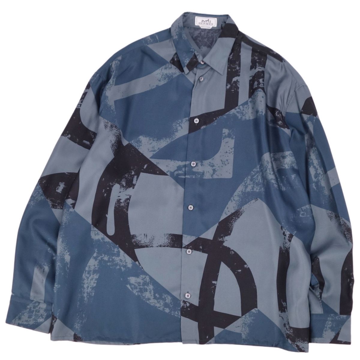 美品 エルメス HERMES 22AW シャツ ロングスリーブ 長袖 総柄 セリ