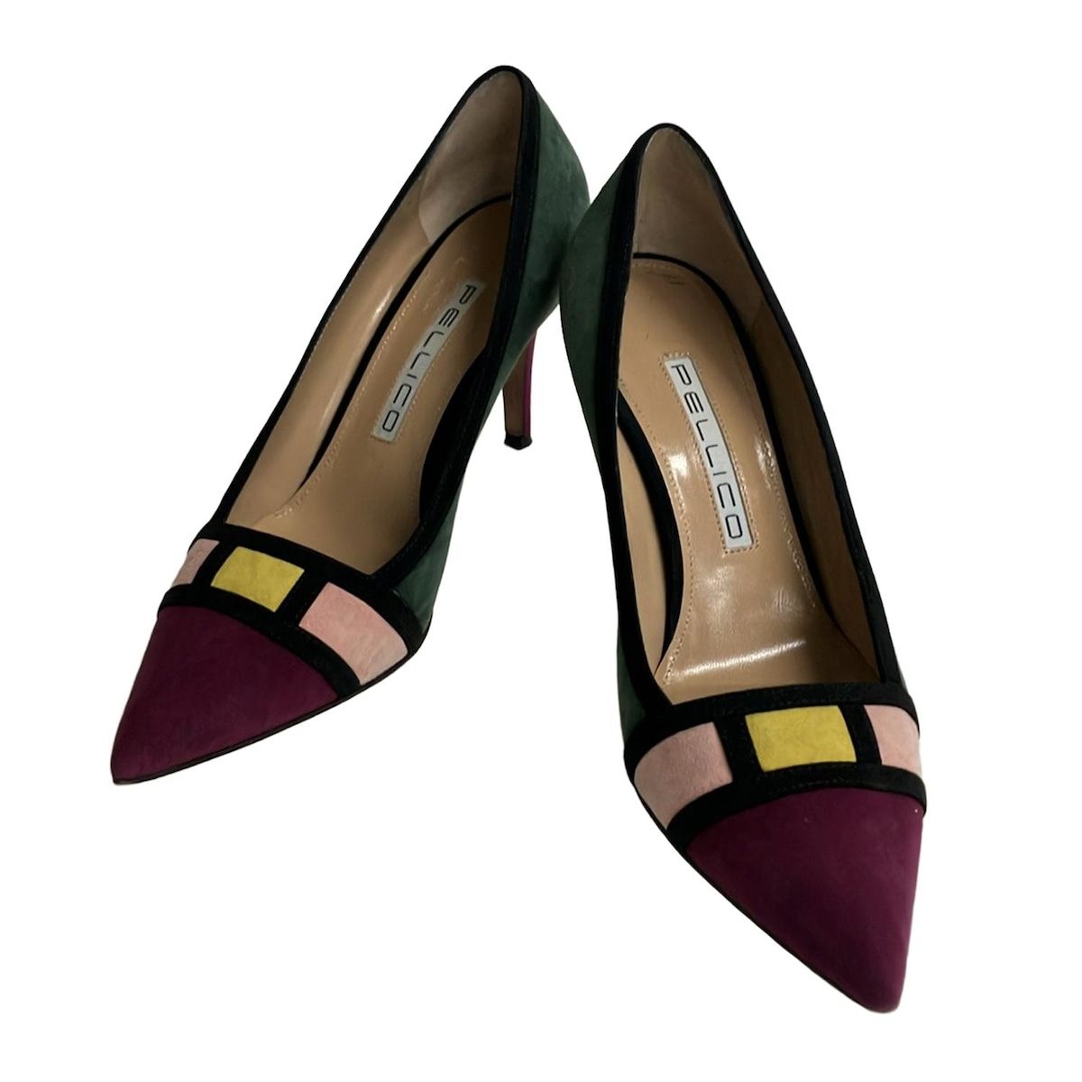 PELLICO ペリーコ パンプス 38 レディース - ダークグリーン×パープル×マルチ アウトソール張替済