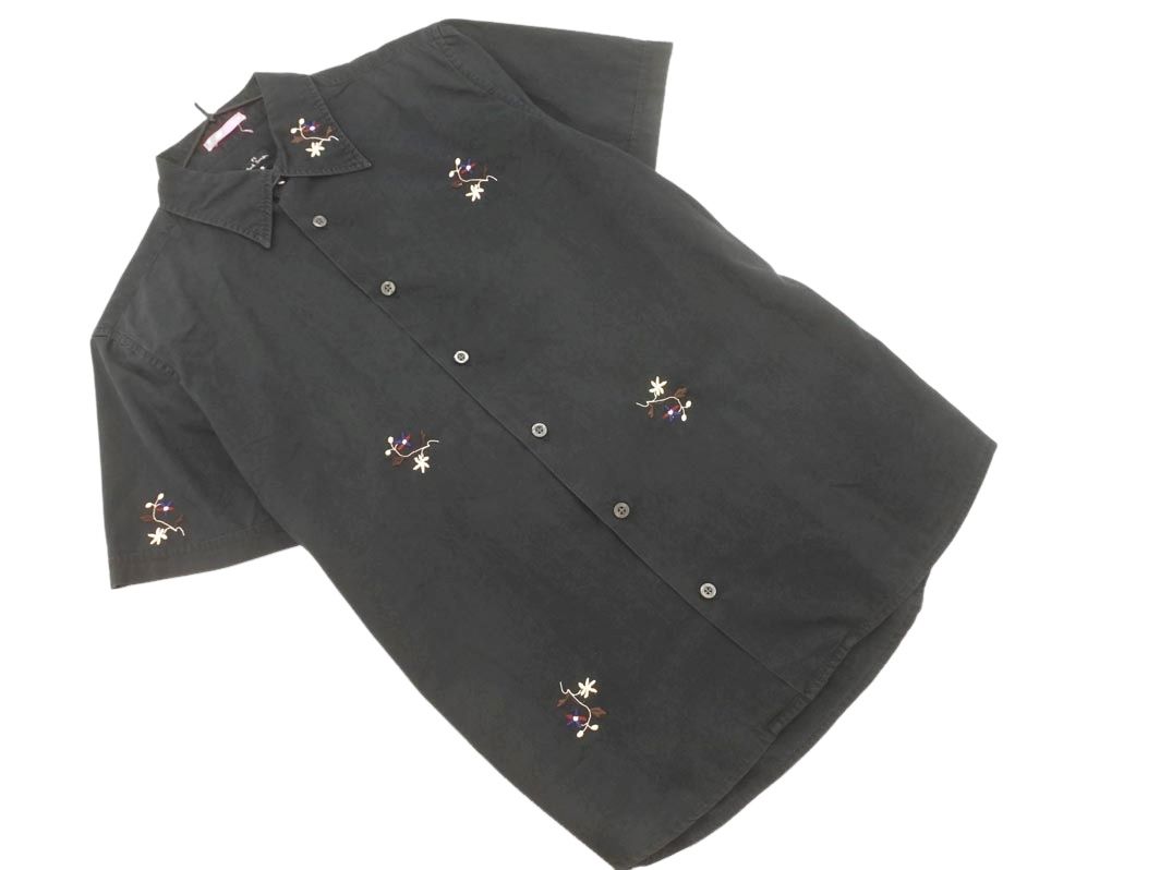 Paul Smith ポールスミス 花柄 刺繍 半袖 シャツ sizeS/黒