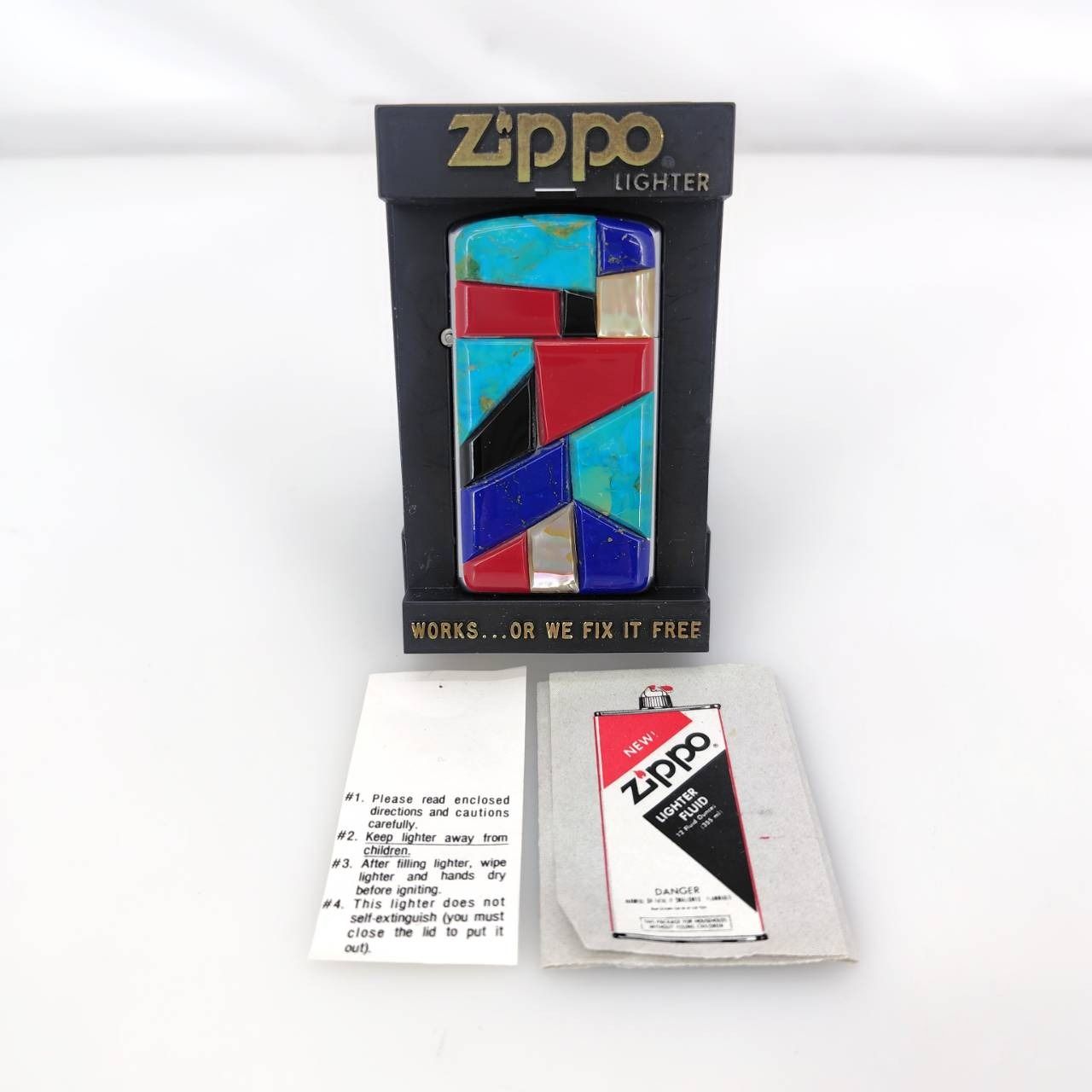 05w11182 ジッポ ZIPPO スリム 天然石貼り マルチ ケースあり 1988年製 ライター 1610番