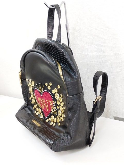 I346 [人気] LOVE MOSCHINO ラブモスキーノ バッグパック リュック ブラック レザー ハート レディース | G★