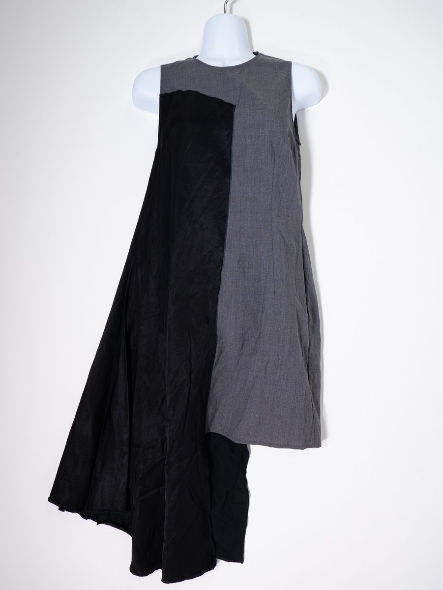 MM6エムエム6Maison Margielaメゾンマルジェラ ウール×キュプラレーヨン切替アシンメトリーワンピース【40】【LOPA79072】