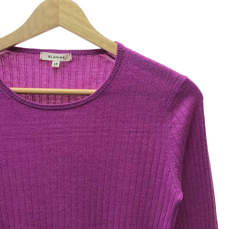 BLAMINK / ブラミンク | カシミヤ シルク ロングスリーブリブニット | 38 | パープル | レディース BLAMINK / ブラミンク | カシミヤ シルク ロングスリーブリブニット