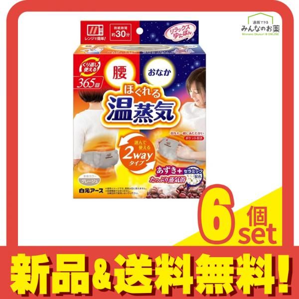 リラックスゆたぽん 腰 おなか2wayホット ほぐれる温蒸気 1個入 6個セット