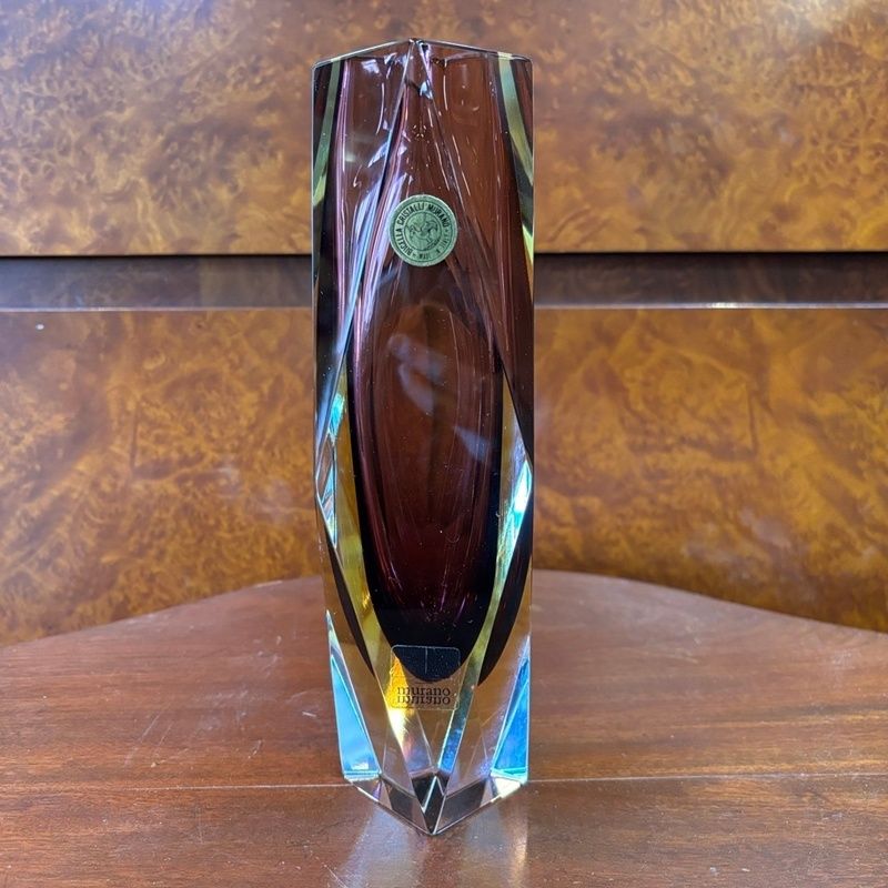 MURANO 花瓶 ガラスフラワーベース パーブル 高さ25cm