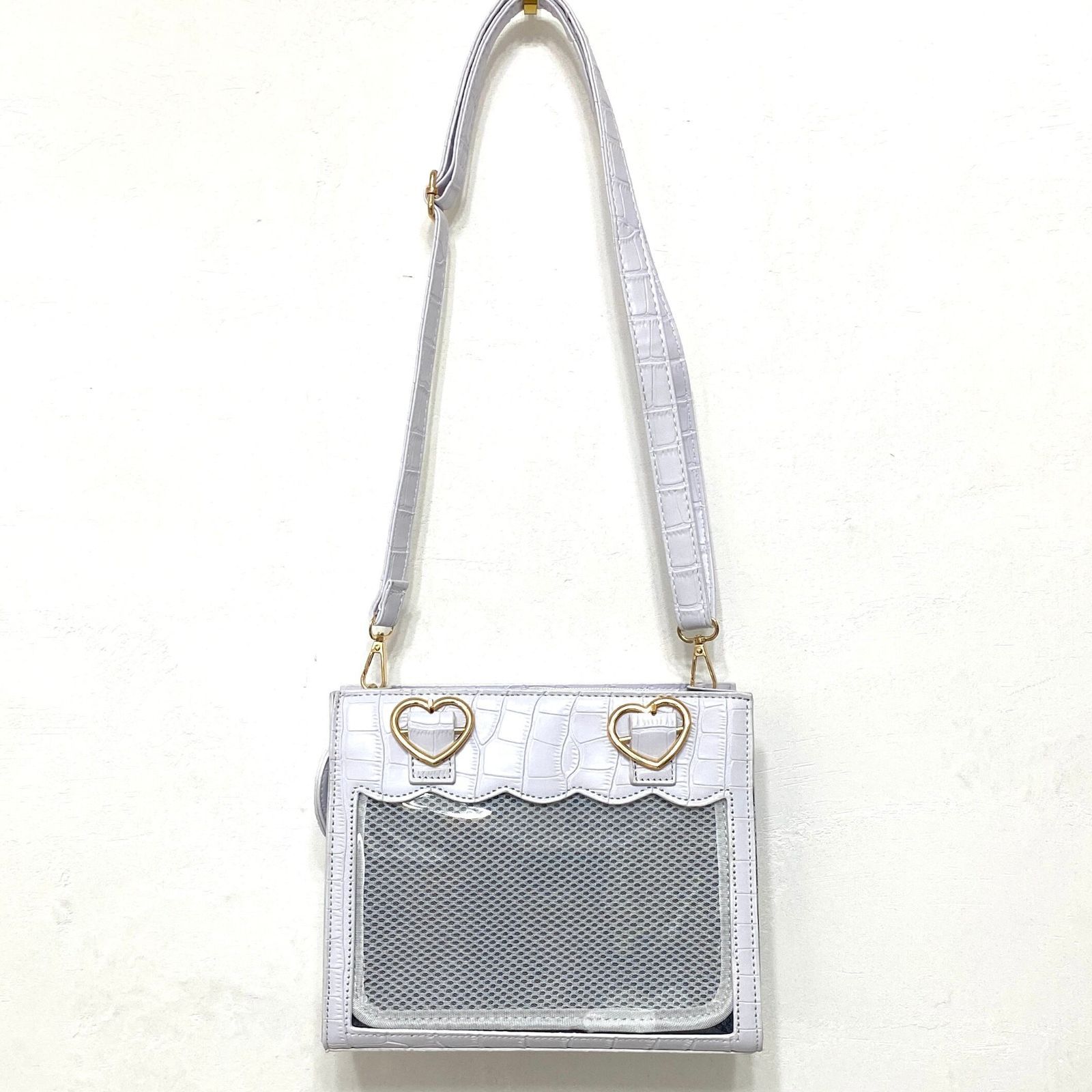 新品 未使用 ショルダーバッグ 痛バッグ 白 ホワイト クロコ柄 型押し 