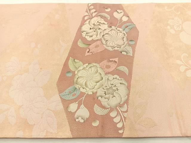 平和屋着物◎太鼓柄袋帯 辻が花 手描き 銀糸 正絹 逸品