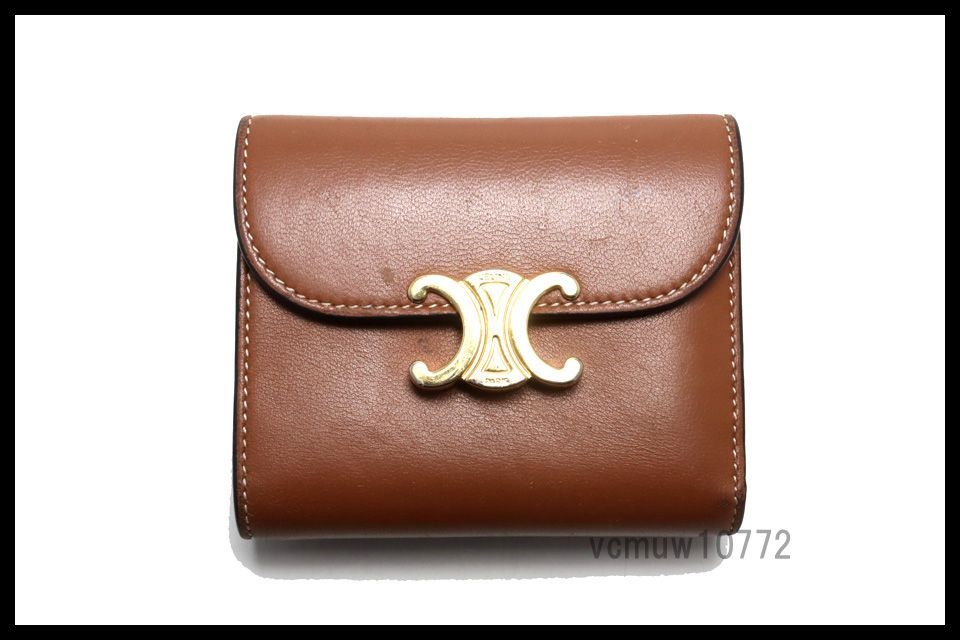 美品✨️ セリーヌ 折り財布 トリオンフ フラップ ウォレット 希少美中古□CELINE トリオンフ スモールフラップウォレット