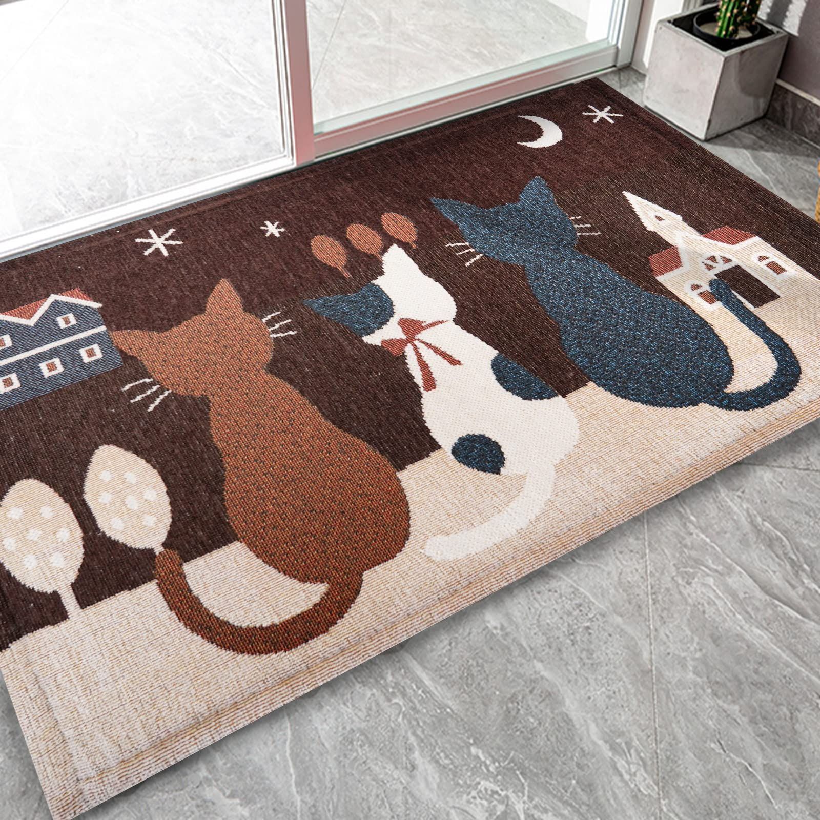 玄関マット 屋外 コイヤーマット おしゃれ イタリア ヴィンテージハーフムーン 幅75cm 玄関 ドアマット おしゃれ ゴム エントランス マット  泥除け 泥落とし 黒 外 ブラック 入り口 洋風 梅雨 対策 グッズ アイテム 【送料無料】 | 生活雑貨,玄関・エントランスグッズ ... おしゃれな玄関マット 屋外 オシャレ ドアマット 北欧 マット カーペット ラグ 泥落とし 滑り止め 140*200CM 便利 カラ