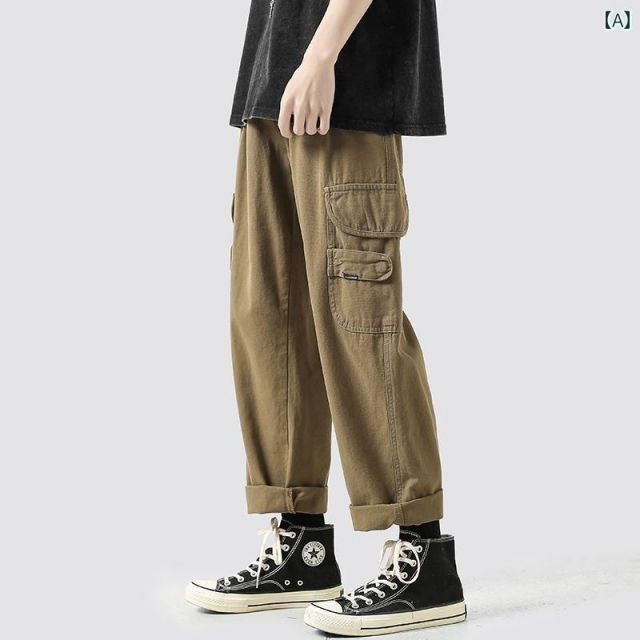 [2XL]秋冬 コーデ メンズ  服 シンプル ファッション オシャレ 大人 かっこいい 大きいサイズ ストリート 紳士服  無地 快適 ストレート パンツ ワイド レッグ カジュアル 