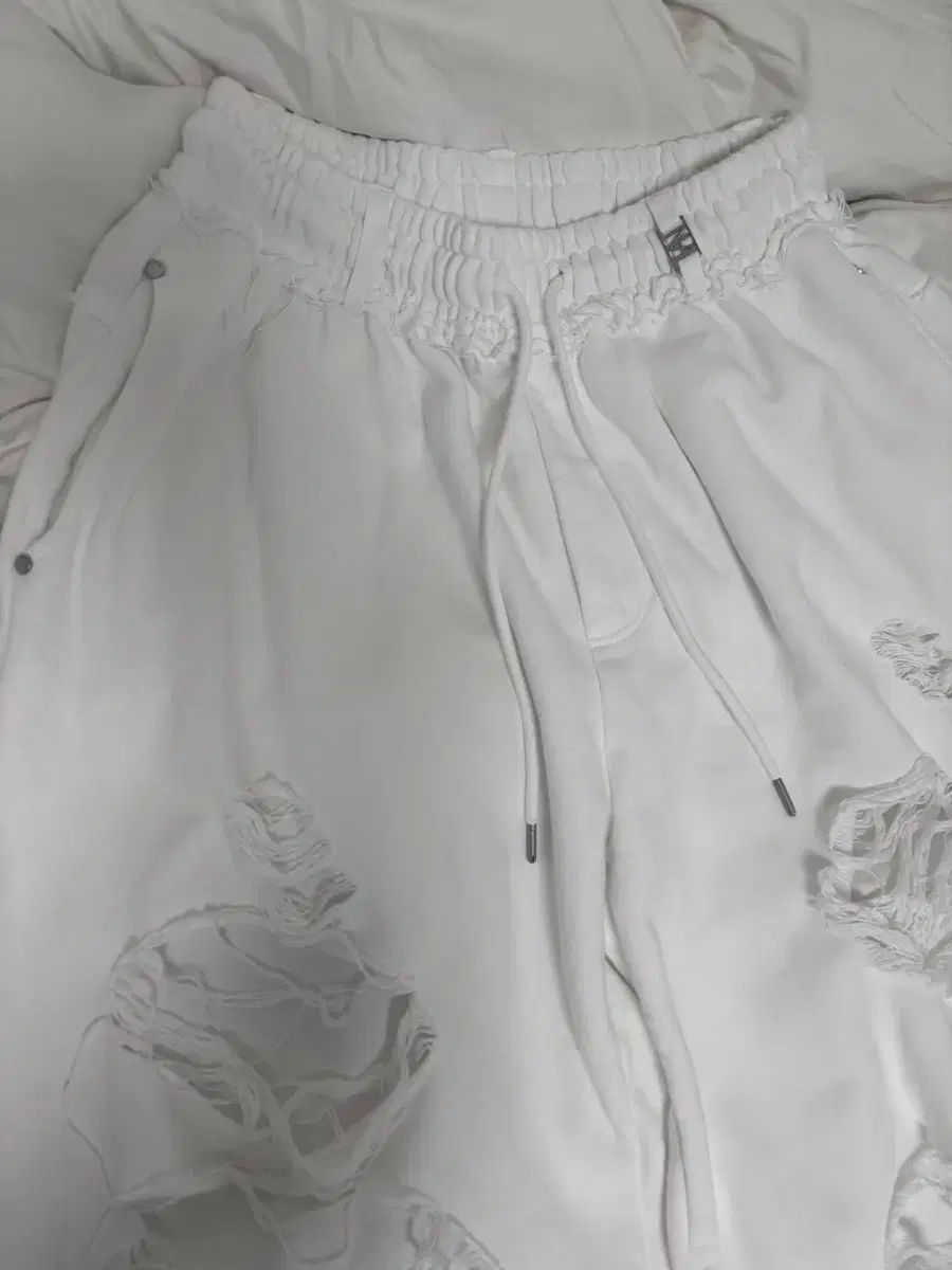 TREEMINGBIRD 傷 ダメージ ワイド スウェット パンツ 白