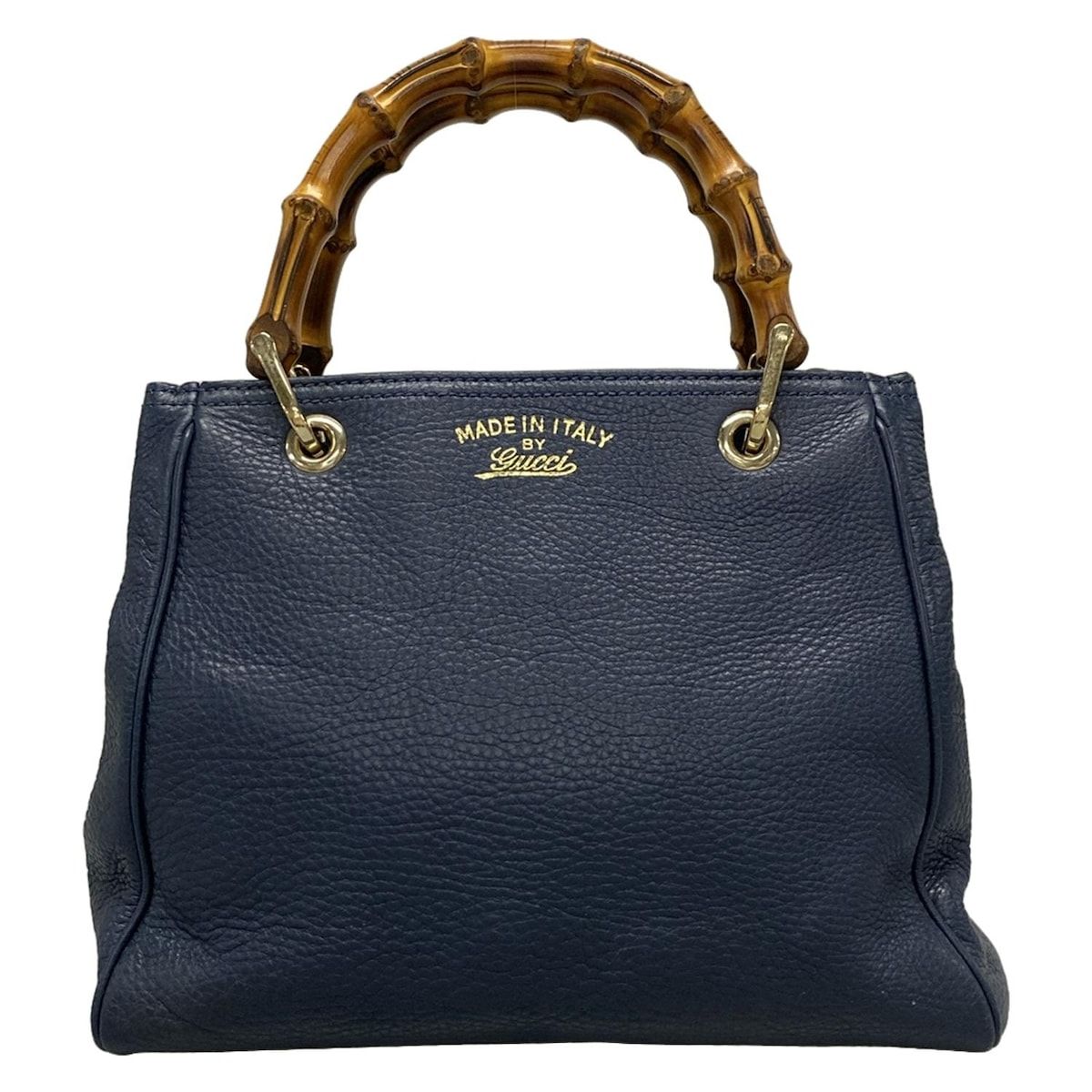 GUCCI グッチ トートバッグ バンブーショッパー 336032 ネイビー レザー