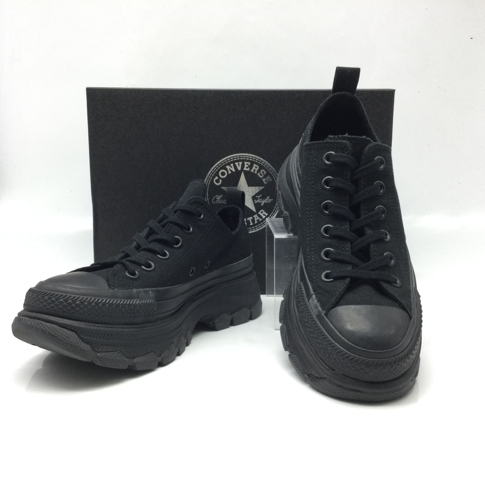 10369 【美品・箱付き】CONVERSE コンバース ALL STAR 100 TREKWAVE MN ローカットスニーカー 23.5cm ブラック キャンバス 1SD191