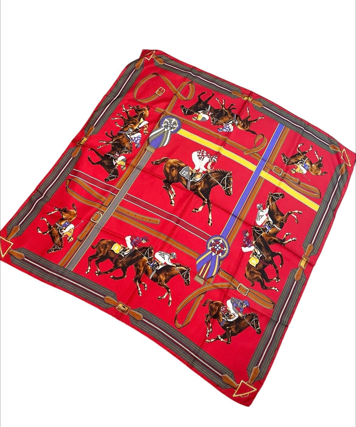 ぼぼ新品イタリア製 LONGCHAMP ロンシャン シルク100% ポニー柄 大判