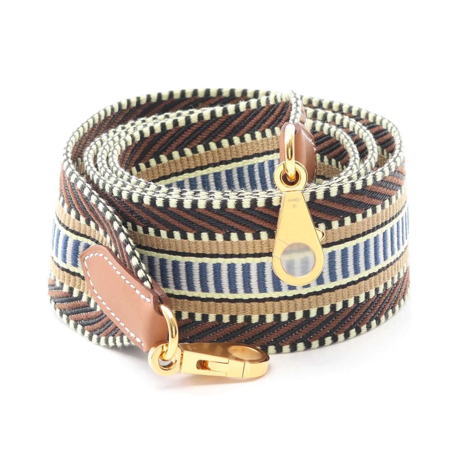 エルメス HERMES ショルダーストラップ バンドリエール サングル カヴァル ブラウン系 キャンバス バンドリエール サングル カヴァル レディース ♥