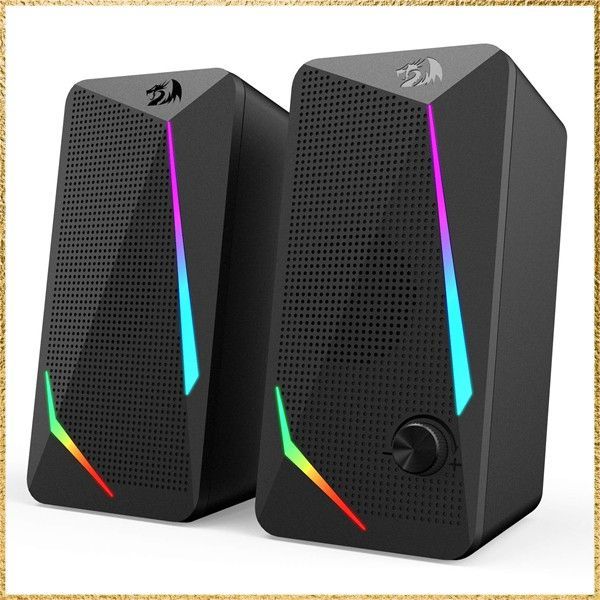 新品送料無料 Redragon GS510 RGBデスクトップスピーカー、2.0チャンネルPCコンピュータスピーカー、4つのカラフルなLEDバックライトモード、強化された低音と簡単なアクセスボリュームコントロ