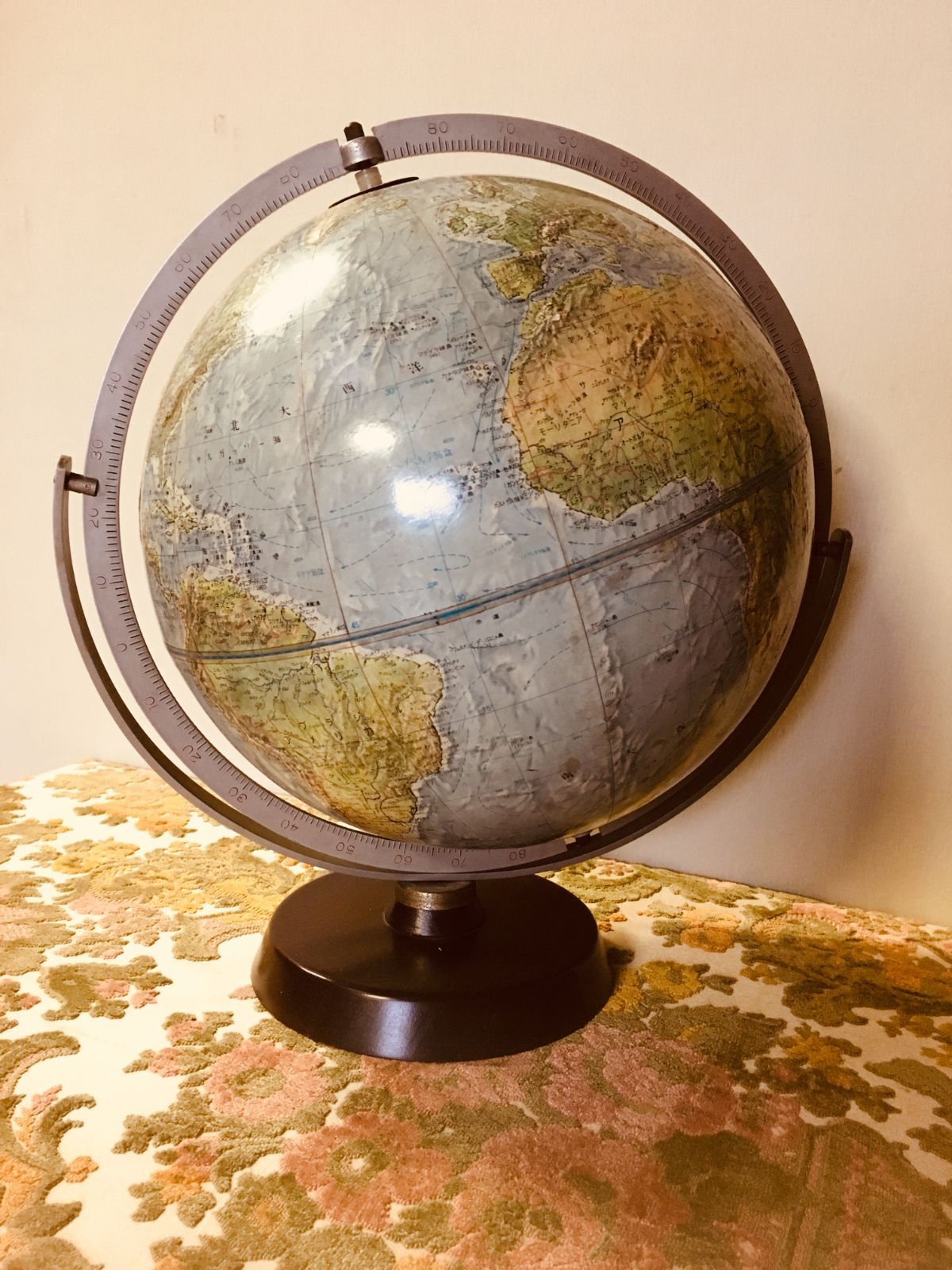 木製古地図風地球儀 古い 地球儀 大日本帝国 満州國 北方領土 忠孝之日本社 古地図 木製