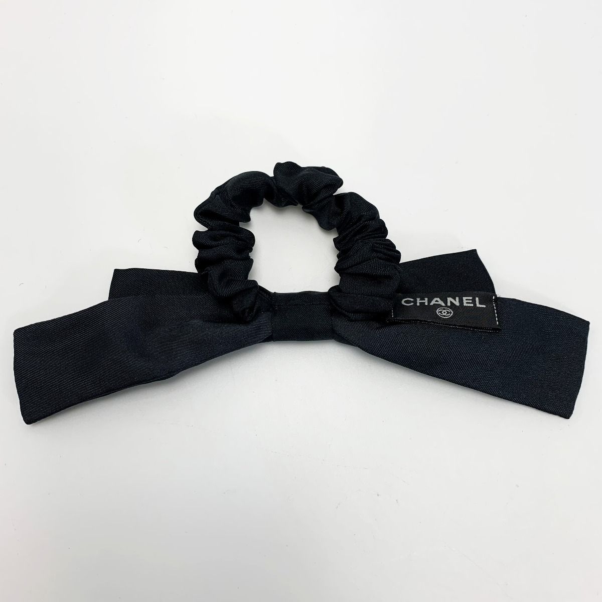 CHANEL シャネル リボン ロゴ ブラック シュシュ ヘア
