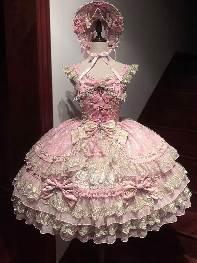 25年 ロリータ ゴスロリ ドレス ワインレッド ピンク フリル かわいい 撮影会 舞台 イベント 618-51