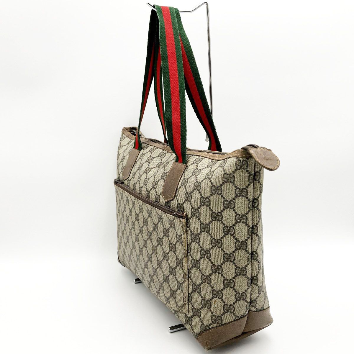グッチ　トートバッグ　GGスプリーム　オールドグッチ　シェリーライン　ブラウン 1円〜）GUCCI オールドグッチ トートバッグ GGスプリーム