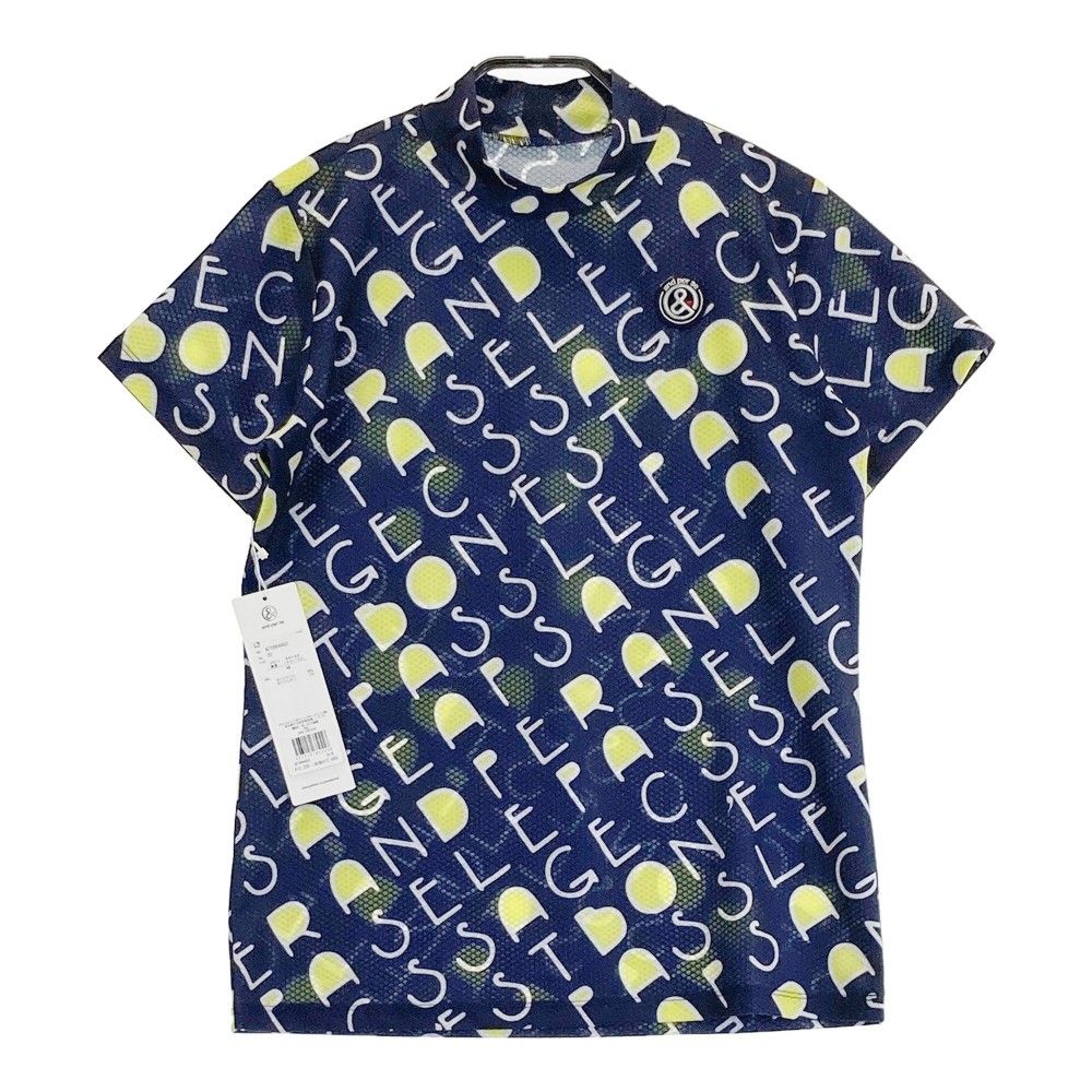 サイズ：M AND PER SE アンパスィ 2024年モデル ハイネック 半袖Tシャツ 総柄 ネイビー系 [240101274582]# ゴルフウェア レディース ストスト