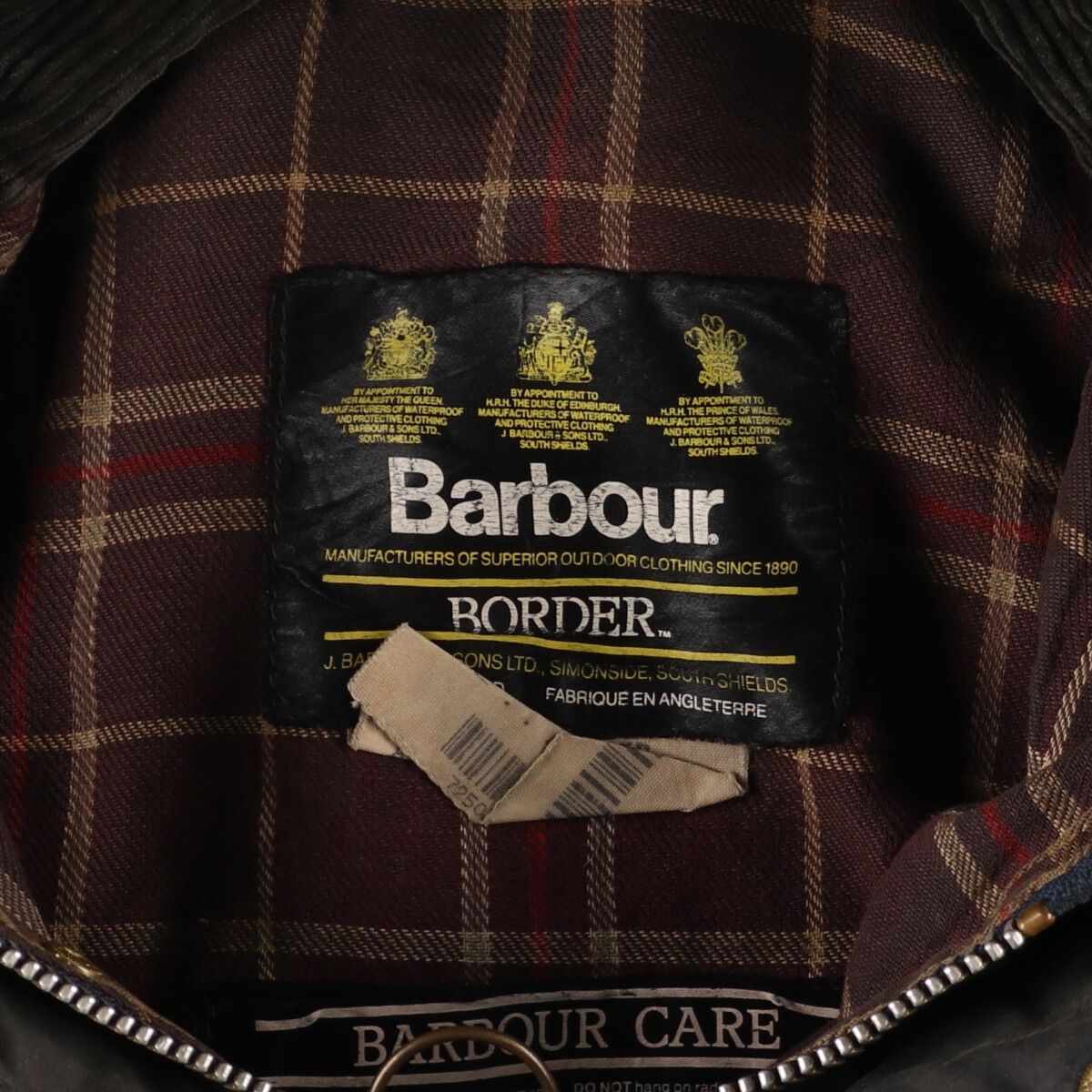 Barbour バブアー ボーダー 3ワラント オイルドジャケット 36 古着 90年代 バブアー Barbour BORDER ボーダー 旧3ワラント ワックス