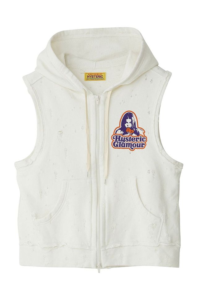 クーポン発行中 HYSTERIC GLAMOUR ヒステリックグラマー 01251CF04 GIRLS TAKE OVER ベスト WHITE 正規通販 レディース
