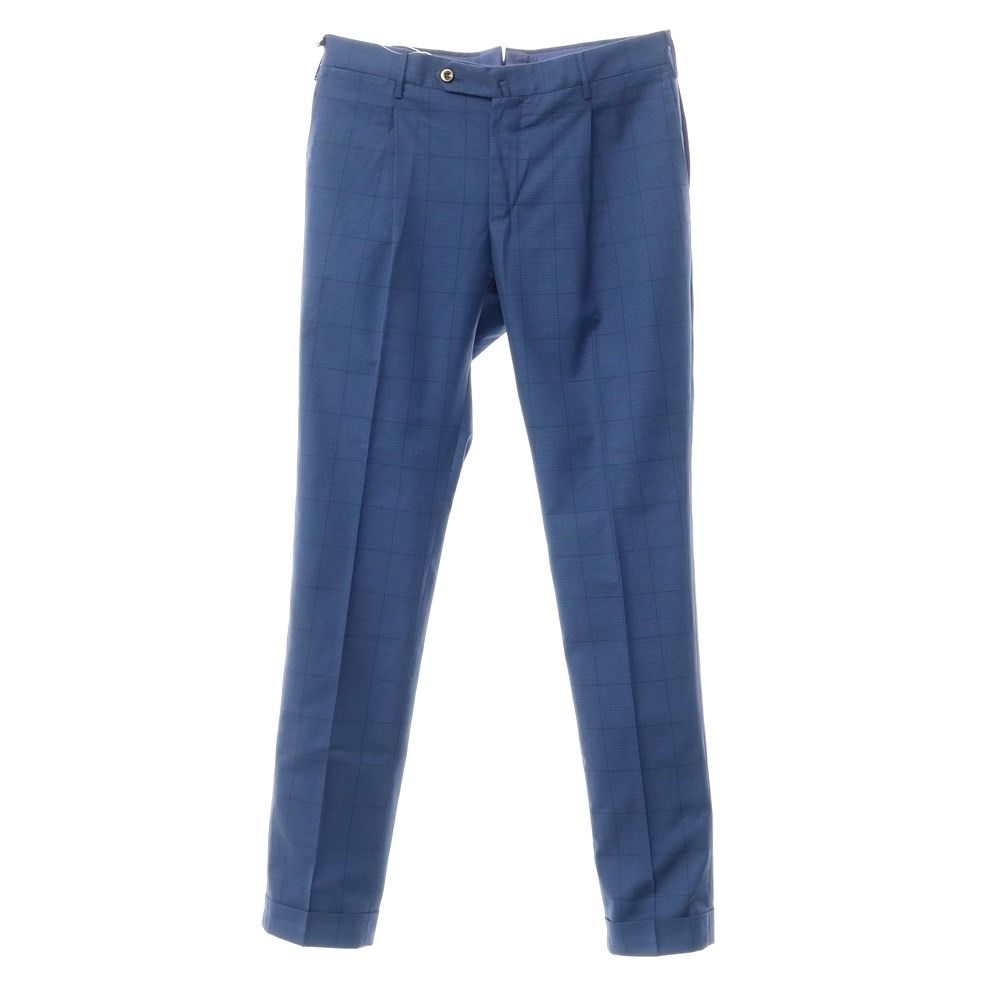 【新品】ピーティートリノ PT TORINO Deluxe Comfort Fabric コットン チェック スラックスパンツ ダークブルーxネイビーxブラウン【サイズ48】【メンズ】