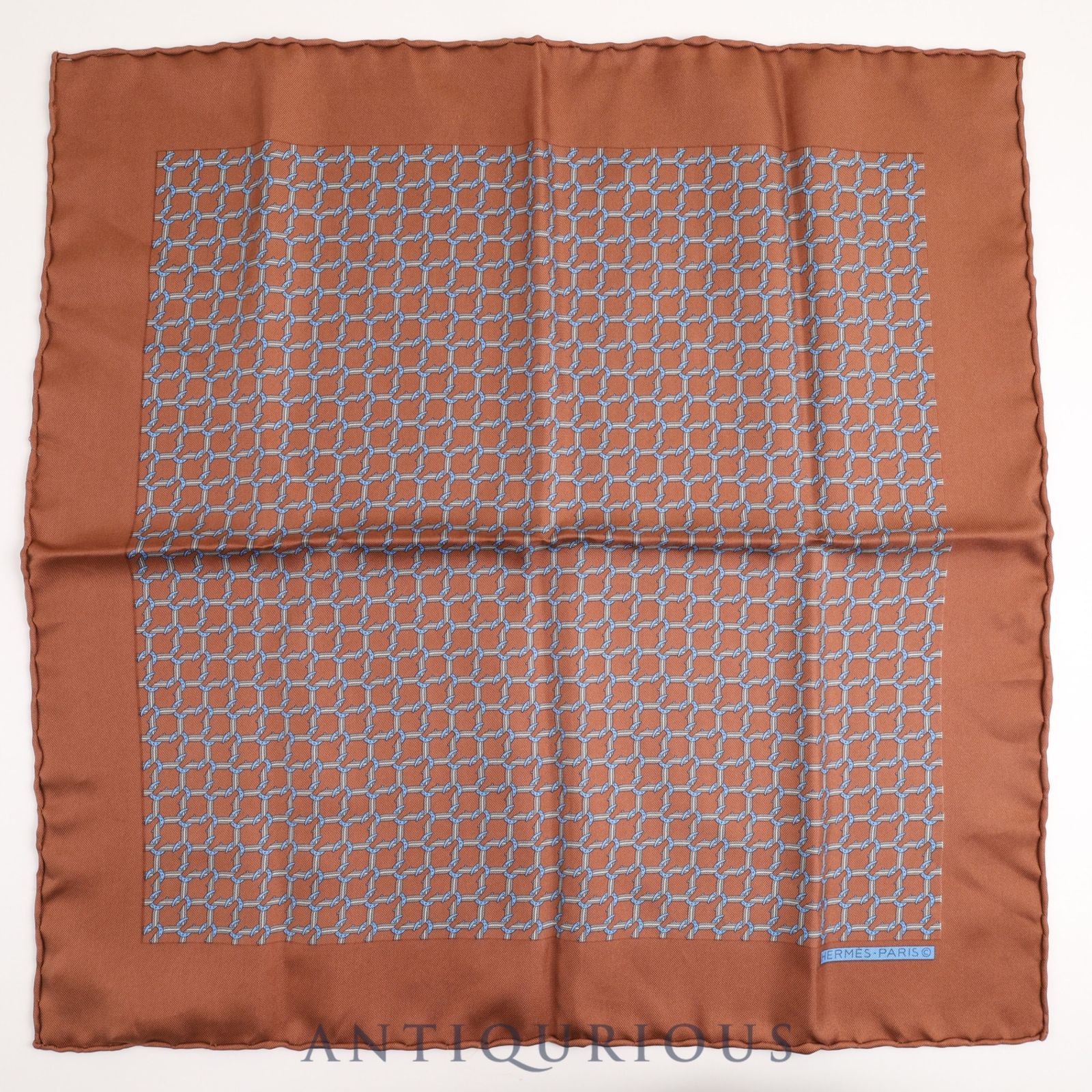 エルメス スカーフ カレ45 ブラウン ホースシュー SILK 100