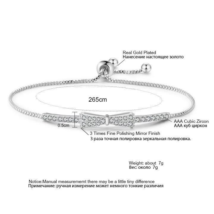 6034）ピンクゴールド リボンブレスレット スワロフスキー製クリスタル