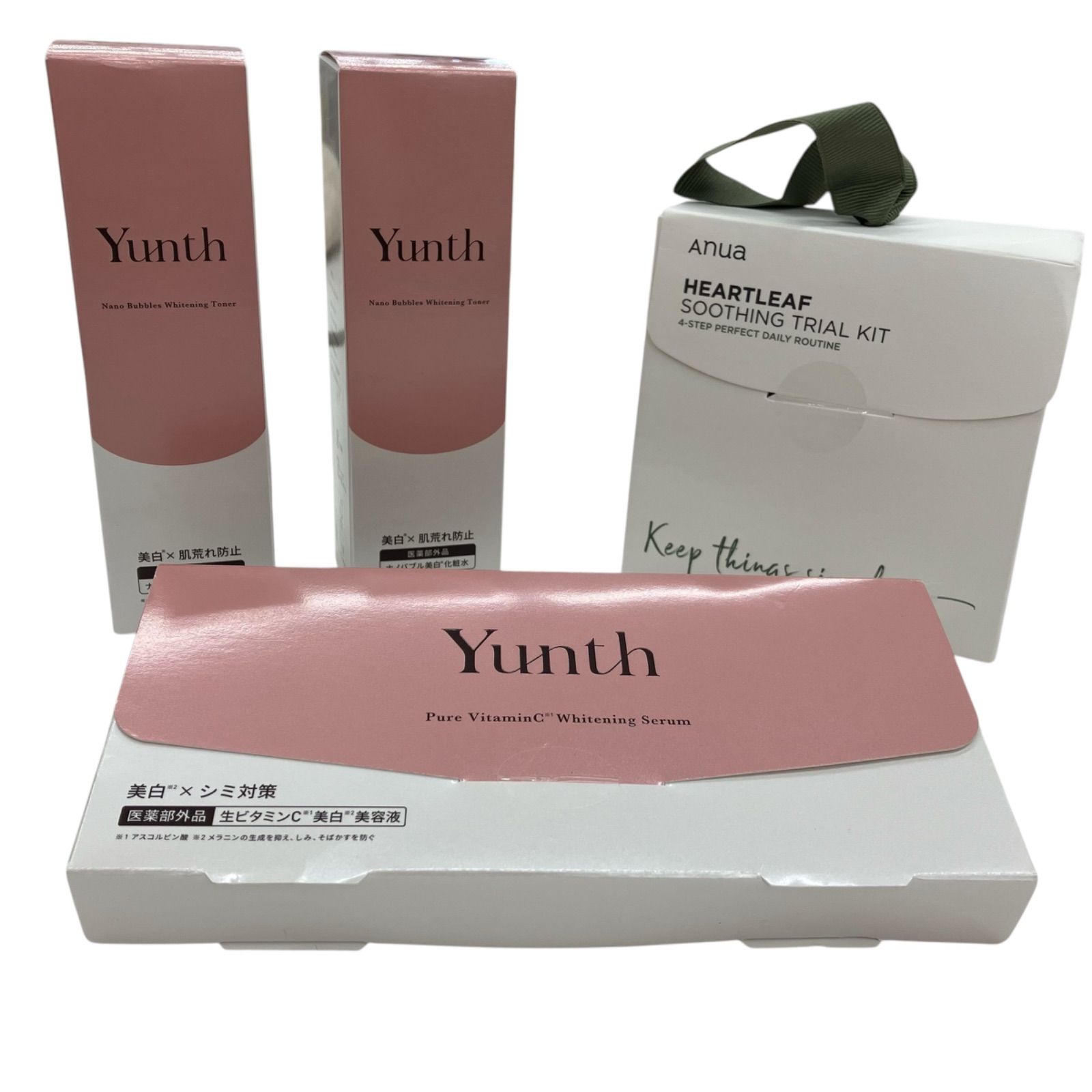186001 ④Yunth薬用ホワイトニングエッセンスPVCa Yunth薬用ホワイトニングローション×２ ANUA HEARTLEAF SOOTHING TRIAL KIT４点