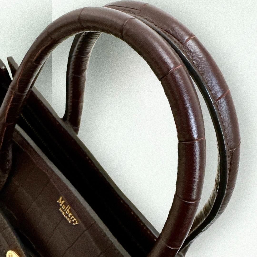 【極美品・人気カラー・希少】マルベリー ベイズウォーター レザー 2WAY 極美品☆超人気モデル☆MULBERRY ベイズウォーター 2way クロコ型押し