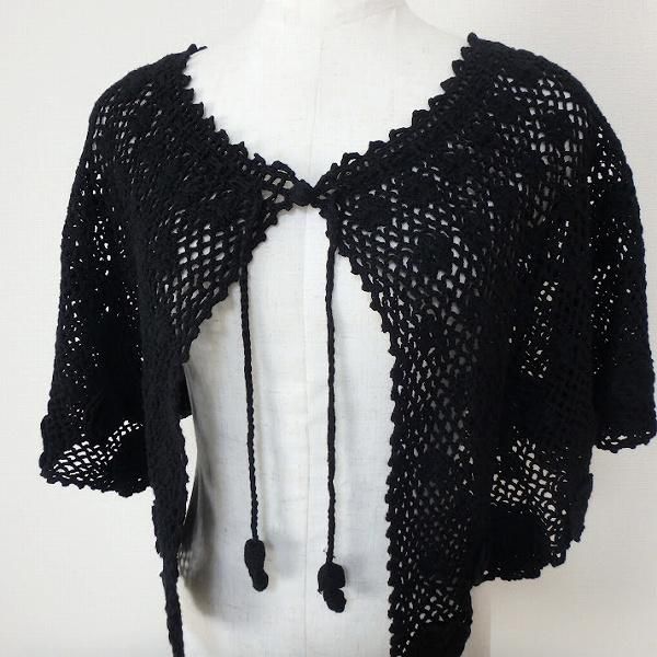 spc ピンクハウス PINKHOUSE カーディガン 黒 花モチーフ ケープ