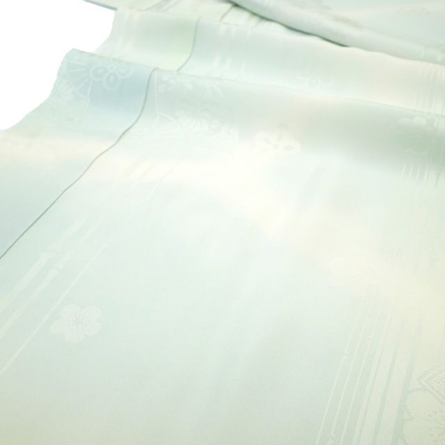 中古】 すごい値！ 長襦袢 リサイクル 袖無双 袷仕立て 正絹 水色 地紋  