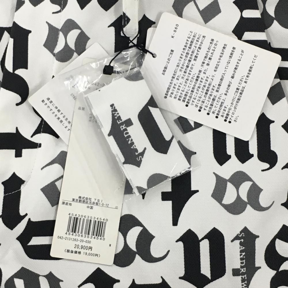 セントアンドリュース パンツ 白×黒 ロゴ総柄 ストレッチ タグ付き