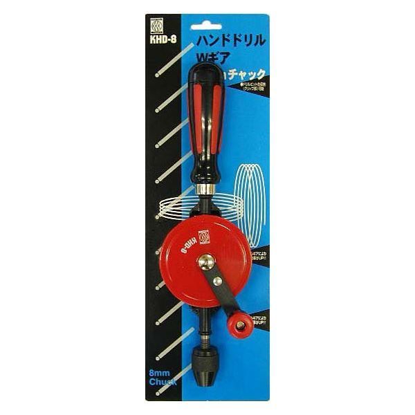 業務用10個セット KKK ハンドドリル|先端工具 ダブルギア 8ｍｍチャック 全長 300ｍｍ KHD-8 〔DIY用品|大工道具〕