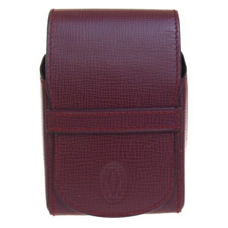 【中古】 中美品 カルティエ Cartier マスト シガレットケース タバコ入れ ボルドーレッド レザー 07ES697