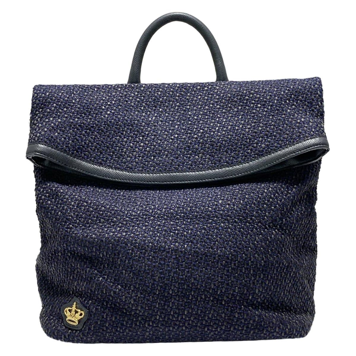 AccessoiresDeMademoiselle ADMJ アクセソワ ドゥ マドモワゼル リュックサック - ダークネイビー コットン レザー