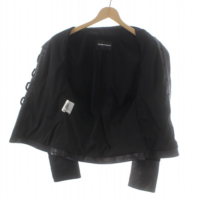 エンポリオアルマーニ　羊革 ジャケット 38 エンポリオアルマーニ EMPORIO ARMANI ノーカラージャケット 羊