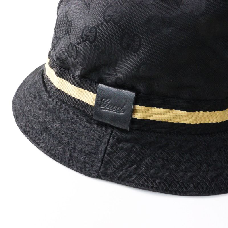 イタリア製 グッチ GUCCI GGパターン バケットハット L/ブラック