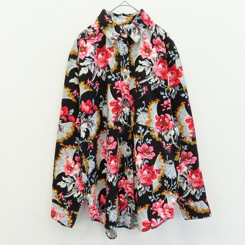 ケンゾー KENZO JEANS ヴィンテージ 北斎タグ シャツ ブラウス コーデュロイ 総柄 花柄 a974625