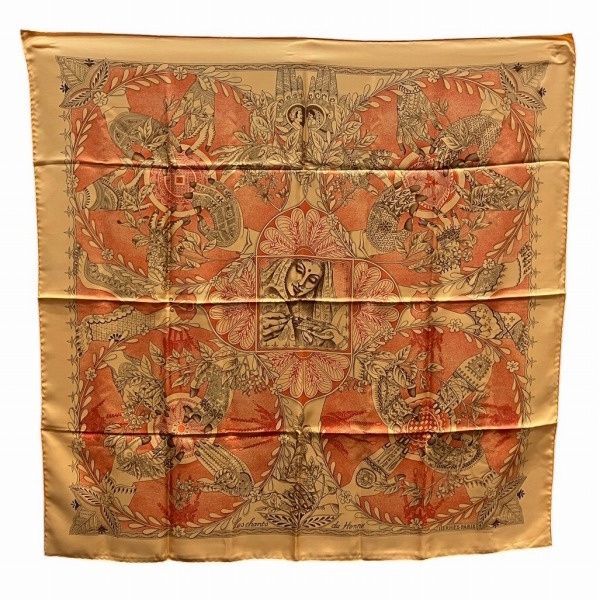 エルメス Hermes Les chants du Henne ヘンナの歌 シルク カレ90 ブランド小物 スカーフ レディース