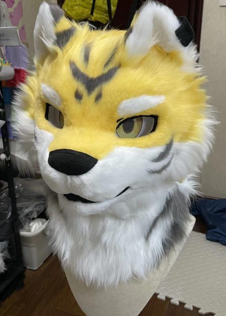 着ぐるみヘッド 虎 NO.372 黄色 全頭ヘッド ケモノ ファースーツ ぬいぐるみ コスプレ コスチューム kigurumi 一点物
