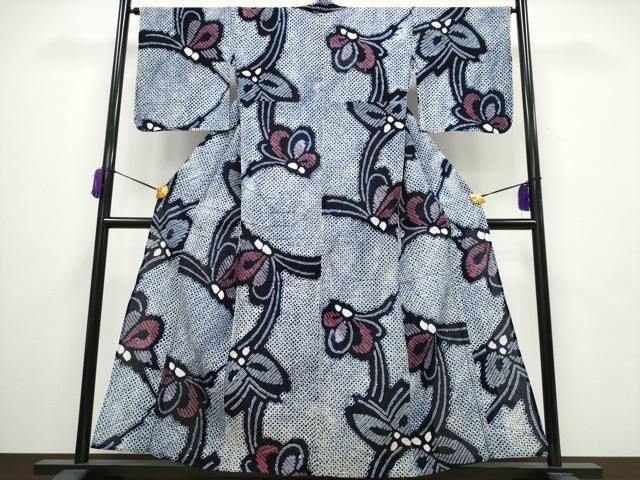 平和屋着物∴夏物 浴衣 有松鳴海絞り 舞蝶文 綿 CAAY4555ng