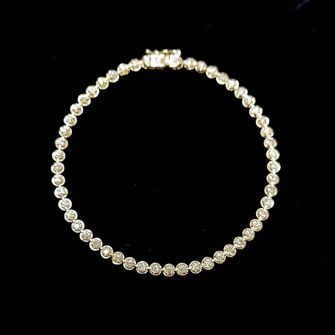 ギラギラ！新型1ct ダイヤモンド K18 YG テニス ブレスレット 18金