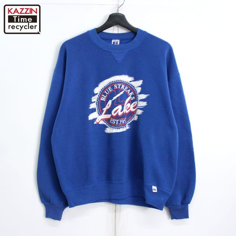 90s USA製 vintage RUSSELL カレッジ LAKE スウェット トレーナー メンズ 表記Lサイズ