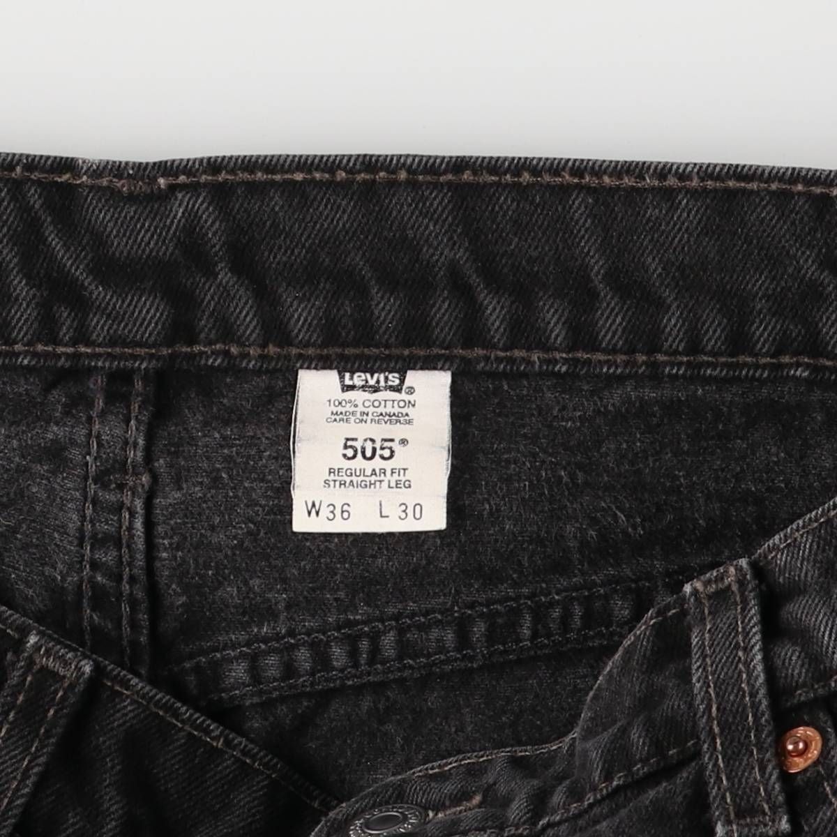 古着 90年代 リーバイス Levi s 505 REGULAR FIT STRAIGHT LEG ブラックデニム テーパードデニムパンツ カナダ製 メンズw36相当 evb031013 KIN-KAAI_COM