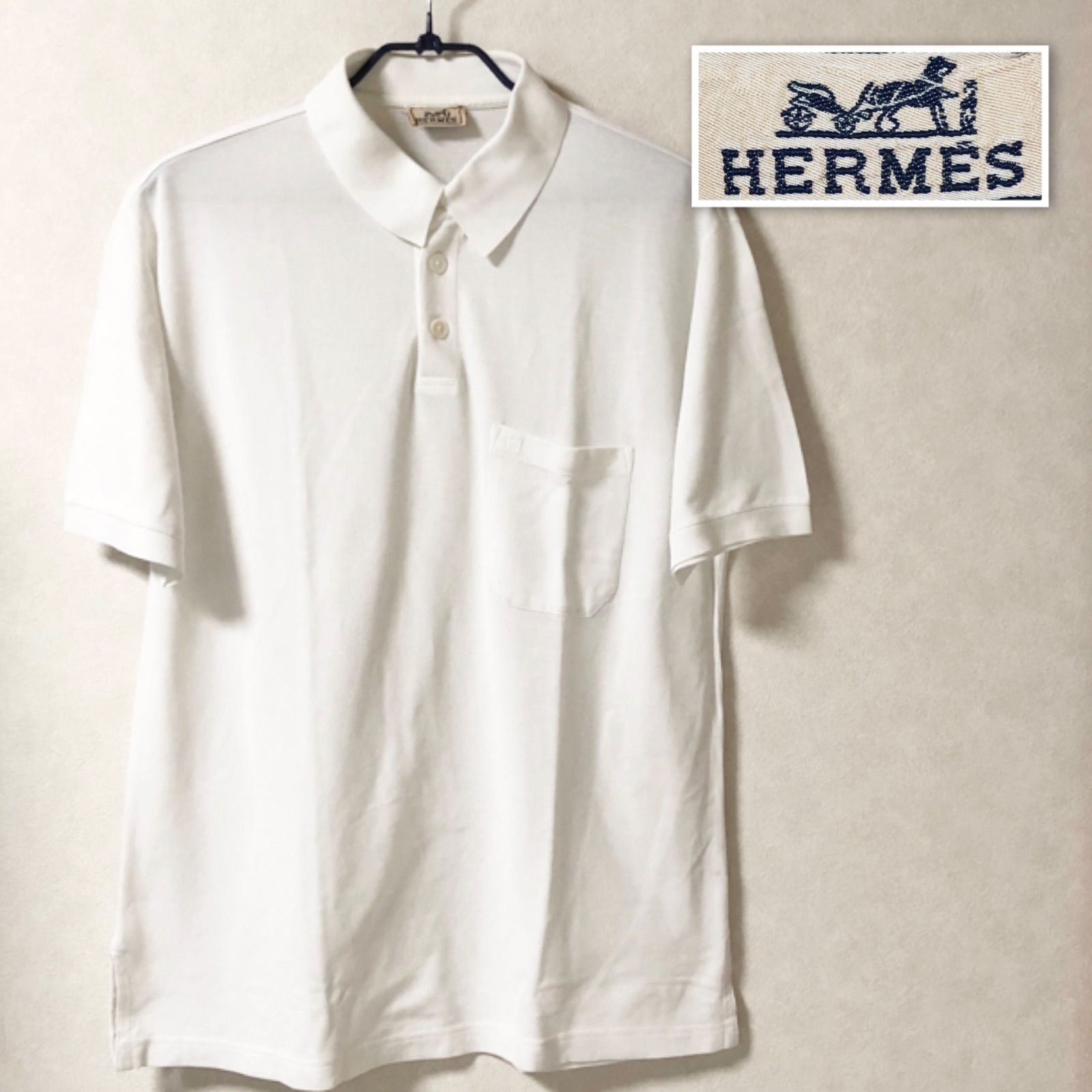 □希少ビッグサイズ□HERMES エルメス ポロシャツ 半袖 ワンポイントH 